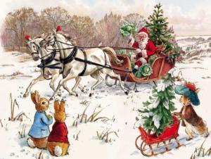 Peter Rabbit and Santa Christmas Jigsaw Puzzle By New York Puzzle Co