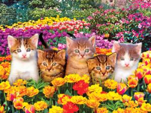 Cute Kittens on the Grass Flower & Garden Jigsaw Puzzle By Kodak