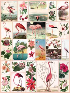 Flamingos and Flowers Collage Jigsaw Puzzle By New York Puzzle Co