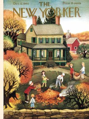 Raking Leaves Around the House Jigsaw Puzzle By New York Puzzle Co