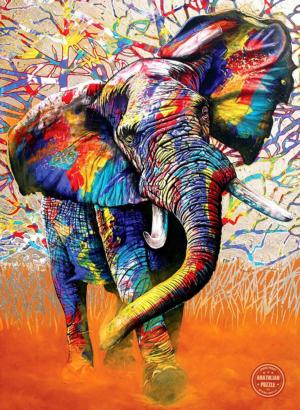 African Colours Elephant Jigsaw Puzzle By Anatolian