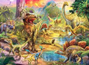 Landscape Of Dinosaurs Dinosaurs Jigsaw Puzzle By Anatolian