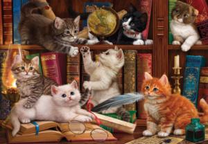 Kittens in the Library Books & Reading Jigsaw Puzzle By Anatolian