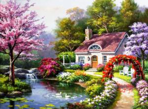 Spring Cottage In Full Bloom Cabin & Cottage Jigsaw Puzzle By Anatolian