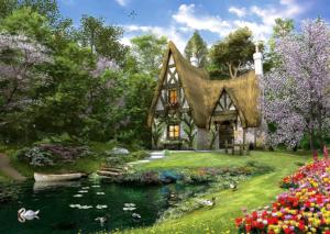 Spring Lake Cottage Cabin & Cottage Jigsaw Puzzle By Anatolian