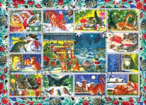 Christmas Cat Stamp Collection Collage Jigsaw Puzzle By Kodak
