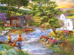 Fishing From the Banks Cabin & Cottage Jigsaw Puzzle By Kodak