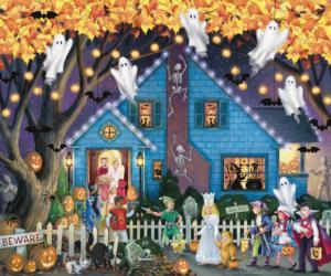 Ghostly Gathering Halloween Jigsaw Puzzle By Vermont Christmas Company