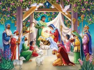 Magi at the Manger Christmas Jigsaw Puzzle By Vermont Christmas Company