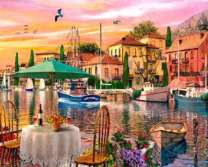 Sunset Harbour Sunrise & Sunset Jigsaw Puzzle By Vermont Christmas Company