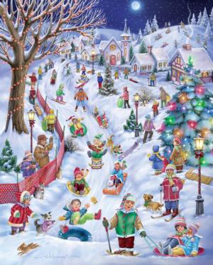 Sledding Hill Christmas Jigsaw Puzzle By Vermont Christmas Company