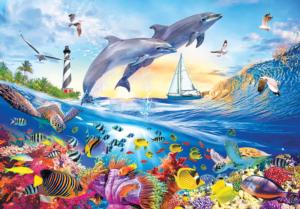 Playful Summer Dolphins Beach & Ocean Jigsaw Puzzle By Kodak