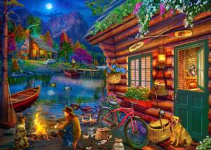 Camping - <strong>Premium Puzzle!</strong> Cabin & Cottage Jigsaw Puzzle By Brain Tree