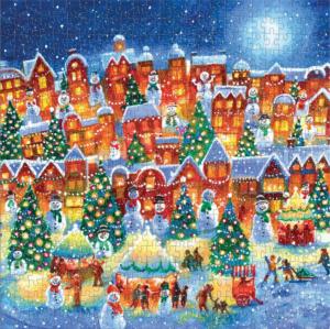 Little Town Lights Christmas Jigsaw Puzzle By Galison