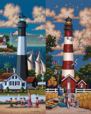 Lighthouses South Folk Art Jigsaw Puzzle By Dowdle Folk Art