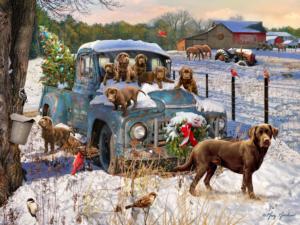 Christmas Puppies  Christmas Jigsaw Puzzle By Vermont Christmas Company
