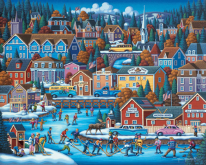 American Hockey Folk Art Jigsaw Puzzle By Dowdle Folk Art