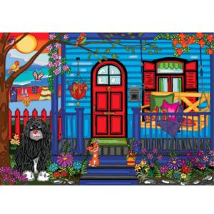 My Little Blue House by Anie Maltais Cabin & Cottage Jigsaw Puzzle By Jacarou Puzzles