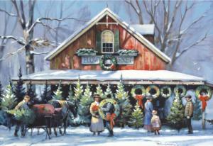 Christmas At The Flower Market Christmas Jigsaw Puzzle By Lang