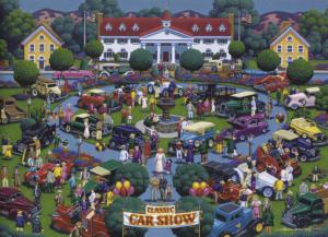 Classic Car Show Folk Art Jigsaw Puzzle By Dowdle Folk Art