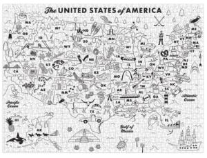 Maptote USA Color-In Monochromatic Coloring Puzzle By Galison