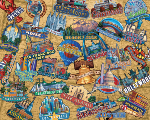 Travel America Folk Art Jigsaw Puzzle By Dowdle Folk Art