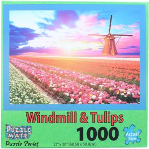 Windmill & Tulips Sunrise & Sunset Jigsaw Puzzle By Puzzle Mate